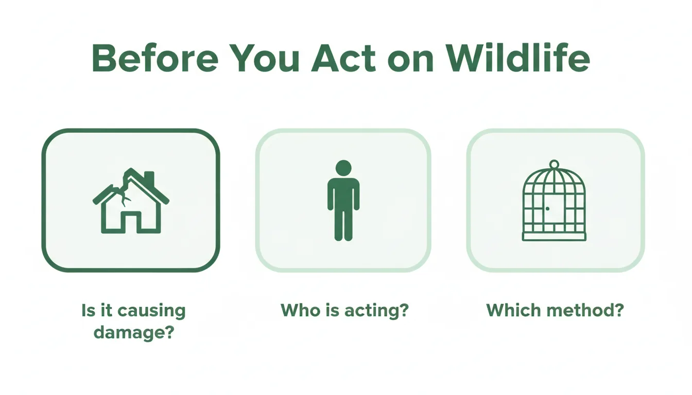Before you act on wildlife in Ontario: is it causing damage, who is acting, and which method